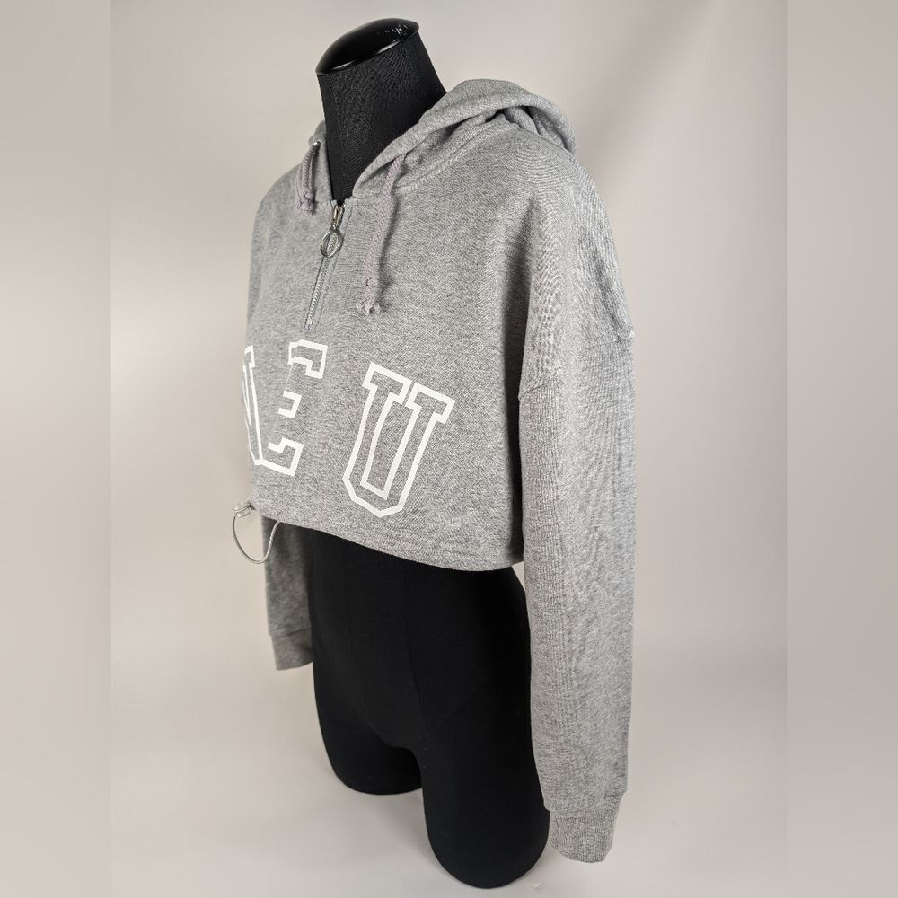 Cropped NEU Neuapparel Hoodie Sweatshirt Grey Women's Medium Long Sleeve - Picture 7 of 8